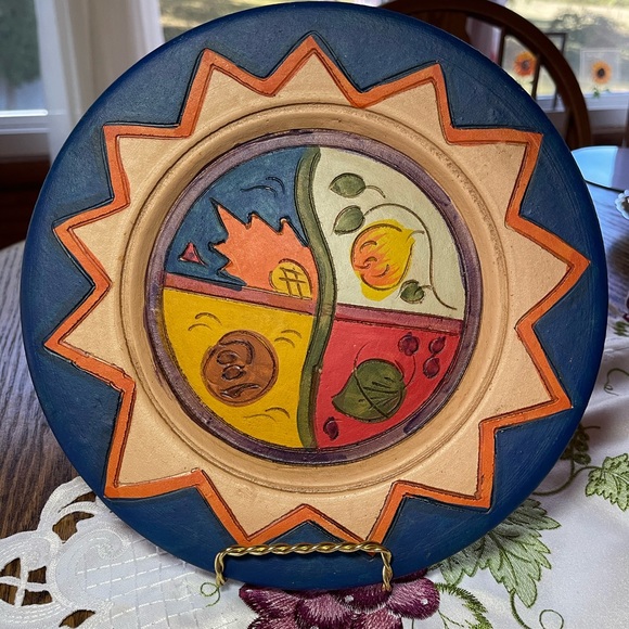 Portugal Pottery Plate Matte Finish Signed - Picture 3 of 5